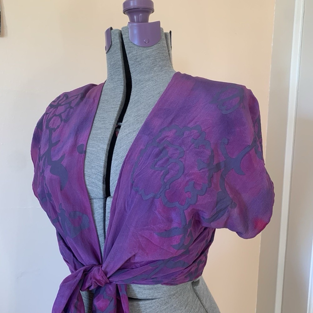 Art Scarf & Top 100% Silk Hand Dyed Printed & Rolled Shall Multipurpose Wear